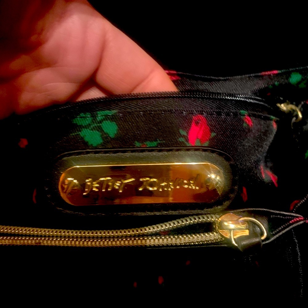 Betsey Johnson Black Floral Studded Bow Shoulder Bag - Picture 3 of 9